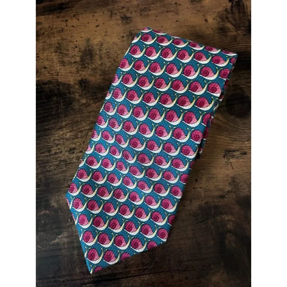 Vintage Paul Fredrick” Snails on the grass “ Silk Tie / excellent